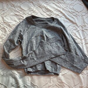 Slate/White Swiftly Tech Long Sleeve Cropped - Size 2
